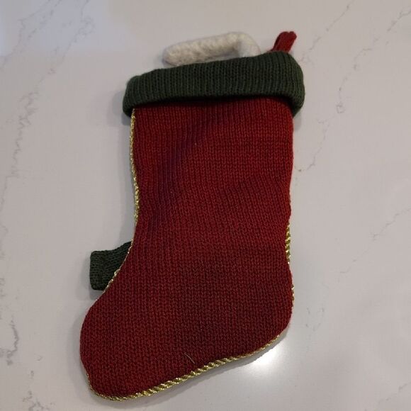 Chunky Knit Embroidered I Love My Cat Red And Green Christmas Stocking - Picture 4 of 9